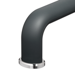 Close-up of anthracite coated aluminium bow-type handle with metal base ring