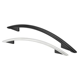Black and white curved handles GM-26 and GM-35 shown with black mounting bases.