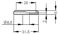 Technical side view drawing of aluminium bow-type handle with detailed measurements in millimeters.