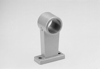 Single-shell tube connector with vertical cylindrical holder and rectangular base with mounting holes