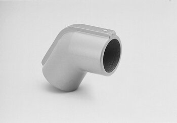 Single-layer angled tube connector with a 60° / 120° bend and a visible fastening screw, displayed on a plain background