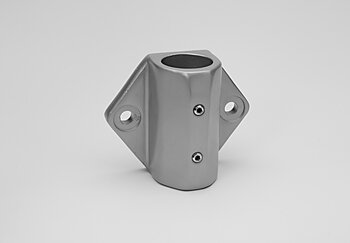 Metallic single-shell wall bearing tube connector with two mounting holes and two screw holes